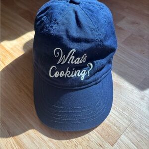 Mini Rodini Navy Baseball Cap with White Embroidered "What's Cooking?"